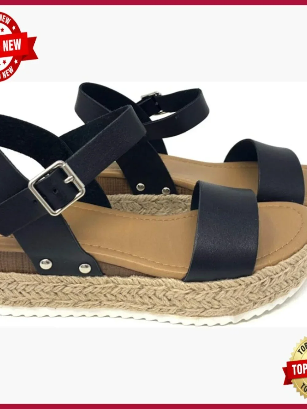 Espadrille Platform Sandal with Ankle Strap and Buckle Closure
